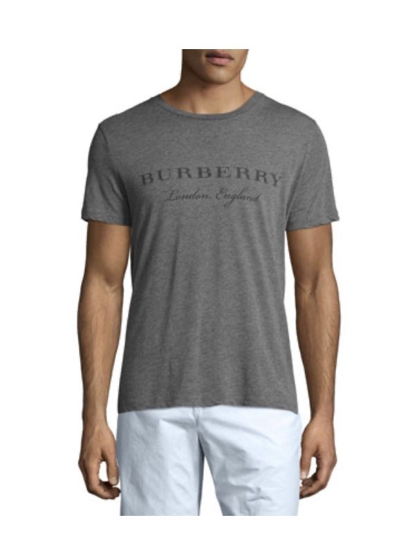 Burberry Martford Logo-Print Jersey T-Shirt, Gray