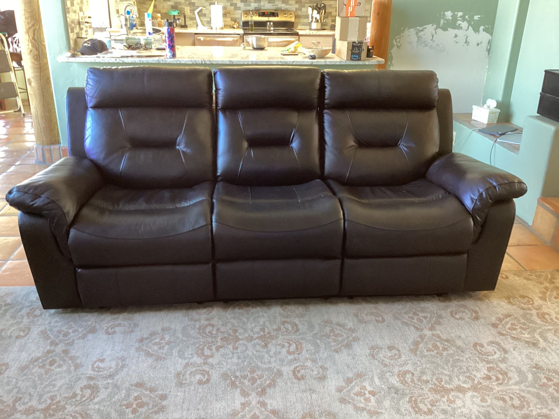 Dark Brown Leather Reclining Sofa And Loveseat