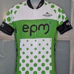 Unisex Small Bicycling Cycling Shirt Jersey Zipped White Green