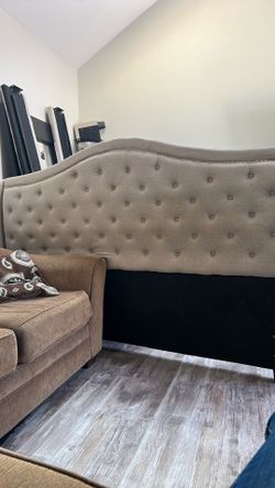 Upholstered king bed -headboard footboard and side boards