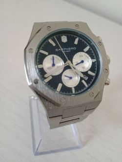 Brand New Blue Face Silver Chronograph Watch