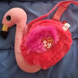 TY Beanie Baby Gilda Flamingo Purse