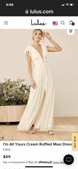 Lulu’s Gown Maxi Dress  Prom / Wedding  “I’m  All Yours Ruffled Cap Sleeve Lined NEW