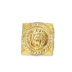 10k Yellow Gold Lion Crest Signet Ring