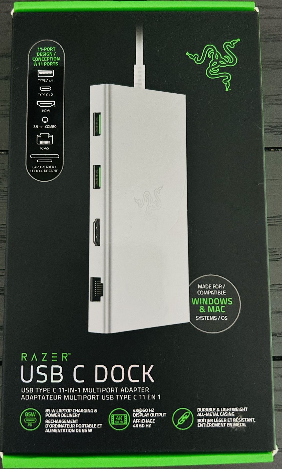Razer USB-C Dock, a multiport adapter for laptops and desktops