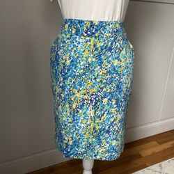 Merona Turquoise Patterned Pencil Skirt Size 2