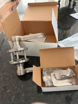Brushed nickel indoor handles
