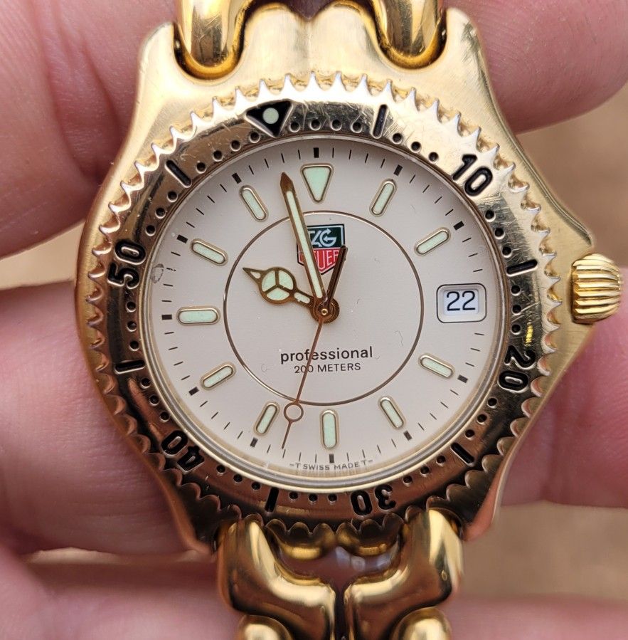 Tag Heuer Professional 200m Gold Plated Watch Genuine New Battery