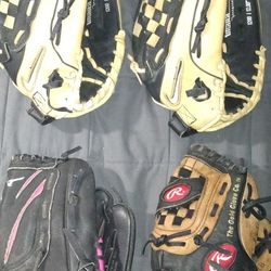 ASSORTED -KIDS T-BALL /GIRLS SOFT BALL GLOVES 
