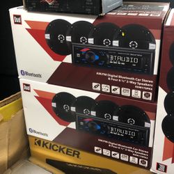Car Dual Single Din Bluetooth Stereo With 4 6.5 Speakers