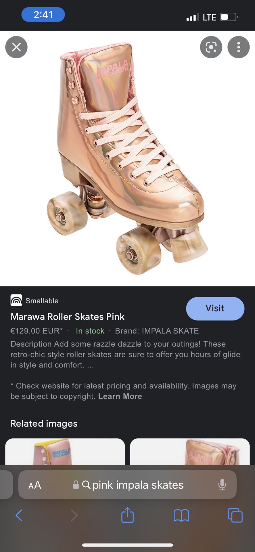 Metallic Pink Impala Skates