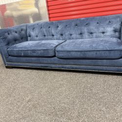 Blue Tufted Loveseat