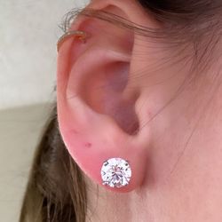 3 CTW Round Diamond Stud Earrings Lab