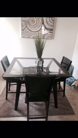 Dark Brown wooden glass table