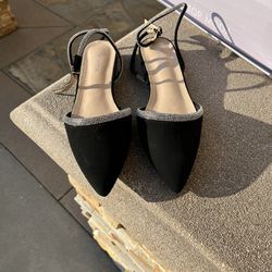 Black Suede Flat Shoes 
