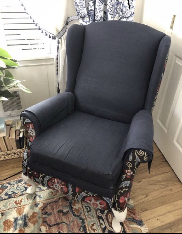 Queen Anne upholstered arm chair