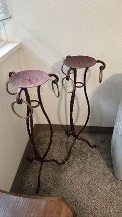Vintage Twisted Iron Candle stands