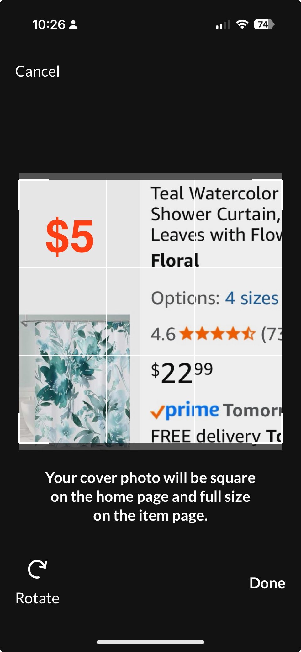 Shower Curtain $5