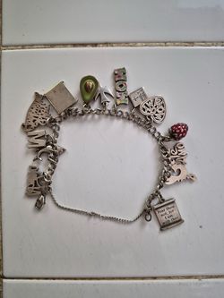 Silver Charm Bracelet with Multiple Charms