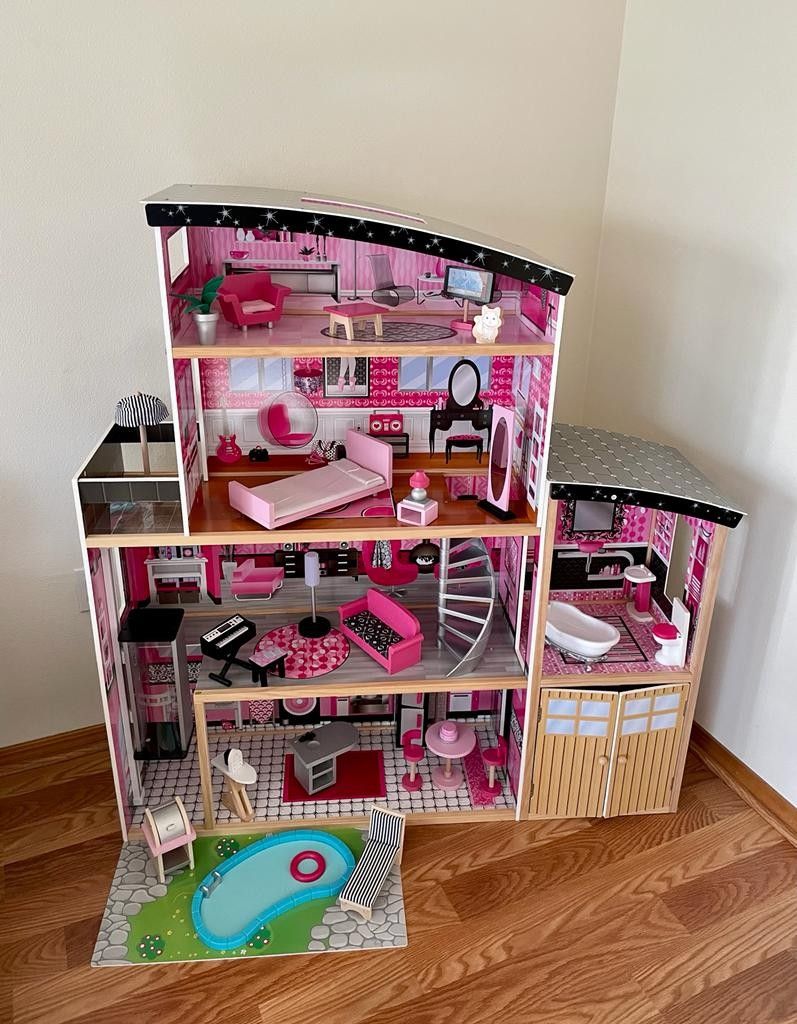 Kidkraft Sparkle Mansion Wooden Dollhouse with Lights and Sounds