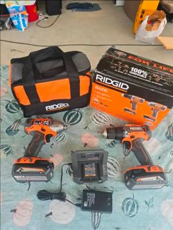 🔥$120 FIRM PRICE🔥RIDGID Cordless Driver Drill & Impact Drill Combo Kit with (2) 2.0Ah Batteries, Charger & Carry Bag