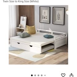 Extendable Bed with Trundle, Sofa Bed for Bedroom Living Room, Can be Expanded from Twin Size to King Size