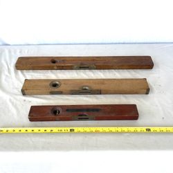 (3) Antique Functional Stanley Brand Contractor Levels. Different Lengths. 30” , 23” & 18” 