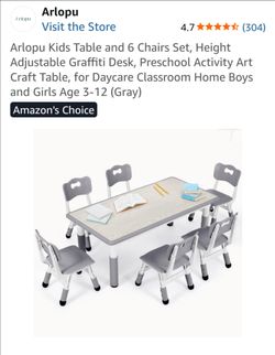 Kids Table and 6 Chairs Set