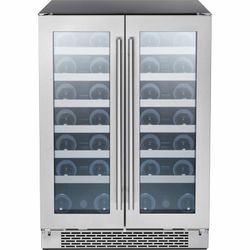 Zephyr Presrv 24 in. 42-Bottle Dual Zone French Door Wine Cooler – Stainless Steel