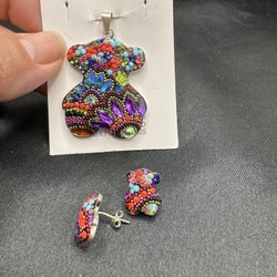Sterling Silver .925 Charm And Earrings Set. $30