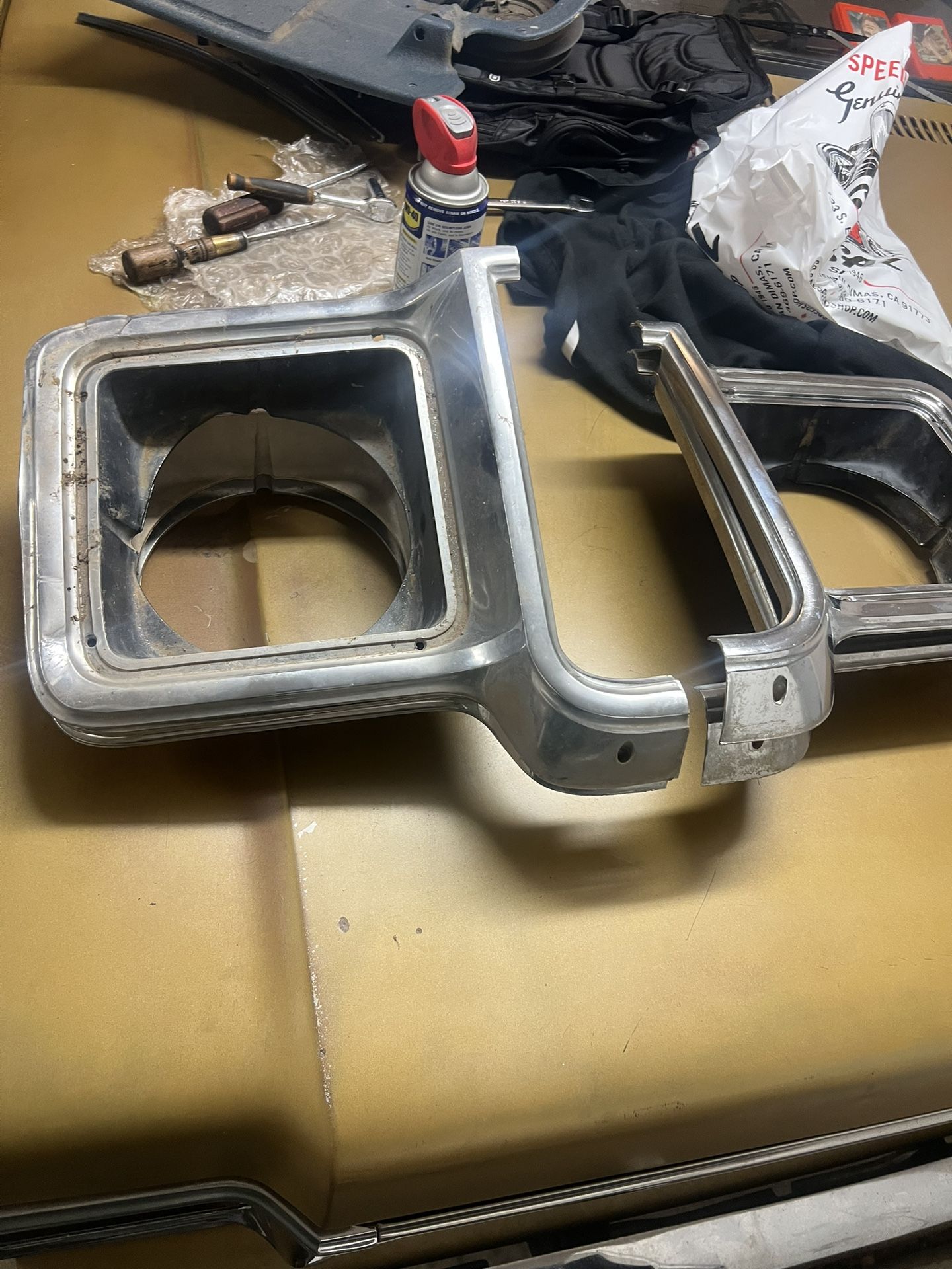 73-77 squarebody headlight bezels oem metal