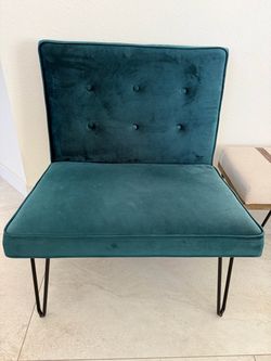 Teal Velvet Accent Chair with Hairpin Legs