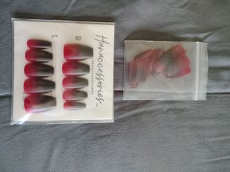 Hanaccessories Red/Black Glue On Nails