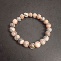 Pre-owned Pink Zebra Jasper Rosary Bracelet  - 21 Bead