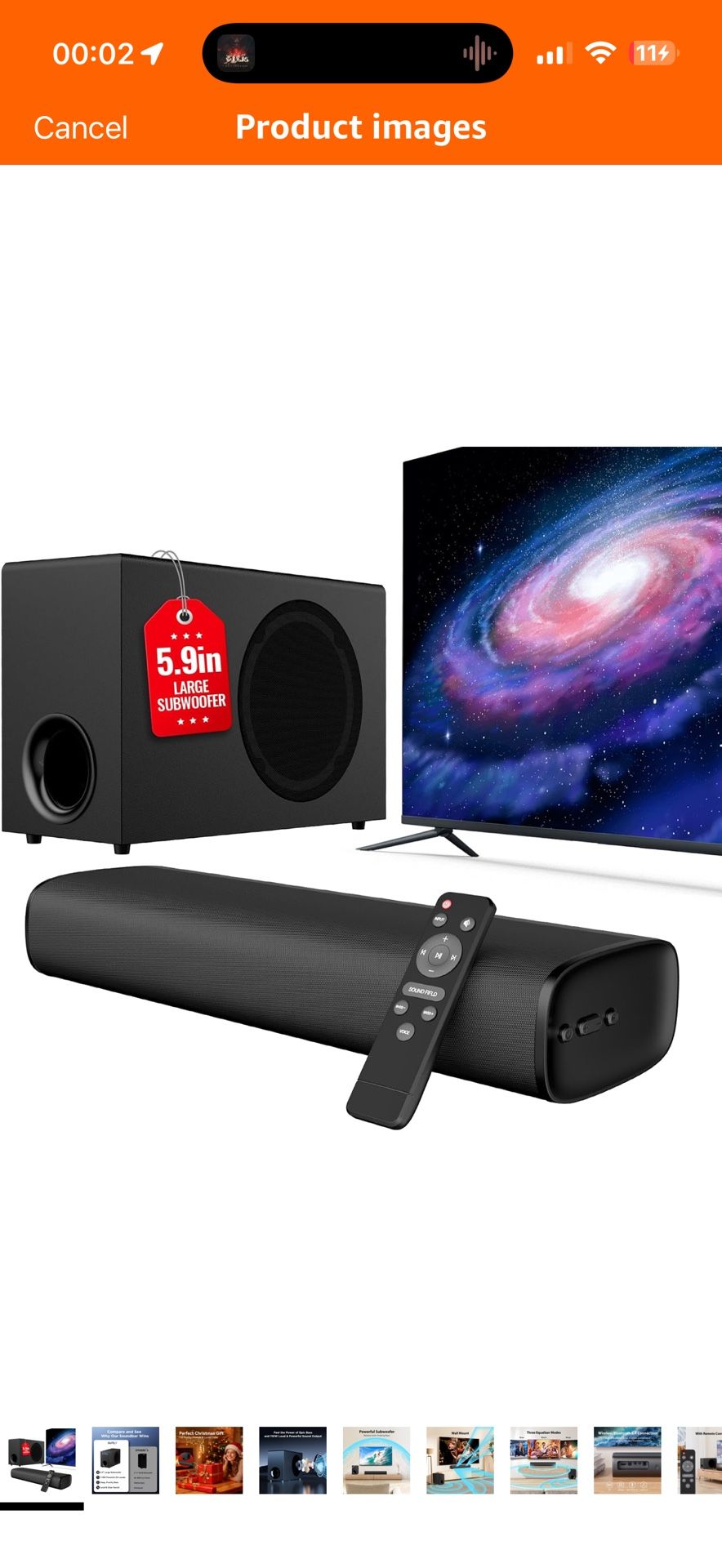 Sound Bar for TV with 5.9inch Big Powerful 110W Subwoofer, Deep Bass, Bluetooth 5.4, ARC/Optical/AUX/Bluetooth Connect, Surround Sound System for PC/G