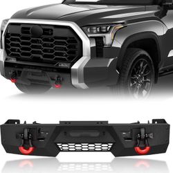 Front Center Lower Bumper Compatible with 2022 2023 2024 Toyota Tundra 3rd Gen (No Cutting Required), Pickup Truck Bumper with 12,000 LBS Winch Plate,