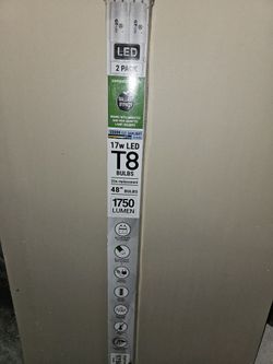 17w LED T8 Bulbs, 48 inch, 1750 Lumen, 5000K Daylight, 2 Pack