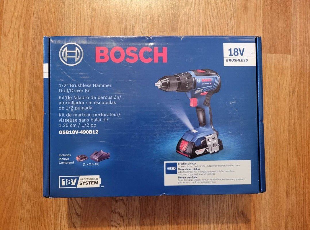 New Bosch 18v Brushless Cordless Hammer Drill Kit $75 Firm. Pickup Only