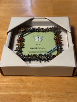 Home Studio 3x3 Jeweled Flower Picture Frame