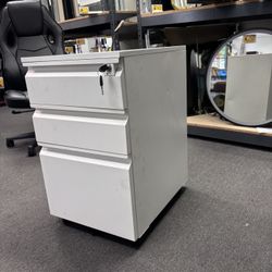 New 23.7”x17.2”x14.6” White 3 Drawers Metal Filing Cabinet with Lock and Wheels File Cabinet Drawer 