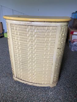 Vintage Cane Clothes Hamper