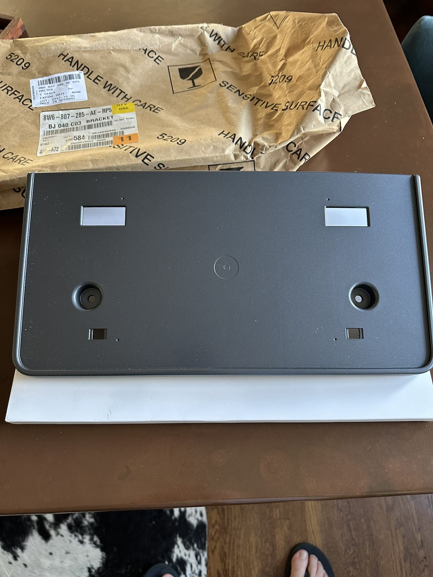 Audi 2018 S5 front license plate bracket. OEM 8W(contact info removed)AERP5