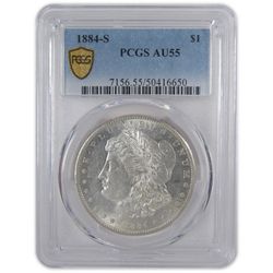 1884 S Morgan Dollar AU 55 PCGS Silver $1 Coin