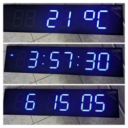 Huge wall clock with timer, date and temperature