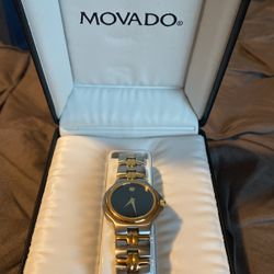Round silver/gold Movado watch