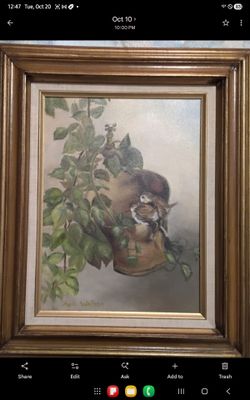 Avis Watson Signed Oil Painting Framed Birds
