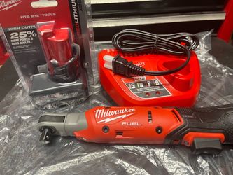 MILWAUKEE M12FUEL 3/8 RACHET  #3053-20 and  m12  BATTERY 5.0 plus m12 CHARGER. Brand new out the box never used