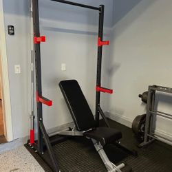 Squat Rack , Adjustable Bench , Weight Bench , Olympic Barbell , Rubber Weights Gym Equipment 