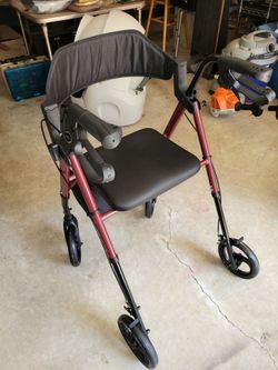 Rolling Mobility Walker Rollator 330lb Capacity-Red