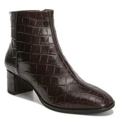 Via Spiga Vinson Croc Embossed Bootie Burgundy Brown Leather Bootie Size 7M  